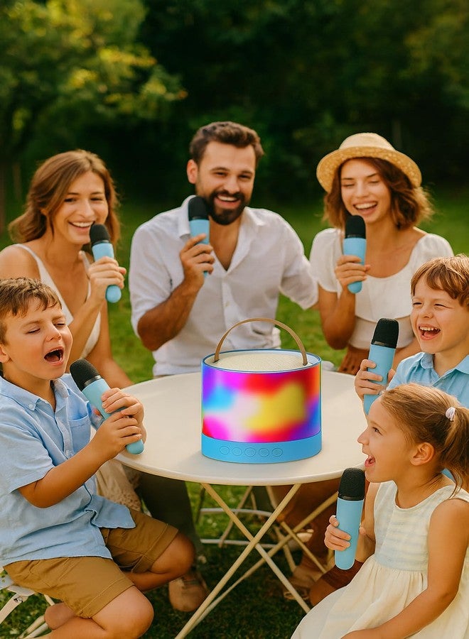 QLECT Portable Karaoke Bluetooth Speaker with Wireless Mic, 5W HiFi Sound, RGB LED Lights, Voice Change Effects, Rechargeable, for Kids & Adults, Home & Outdoor Party(Blue) - Image 4